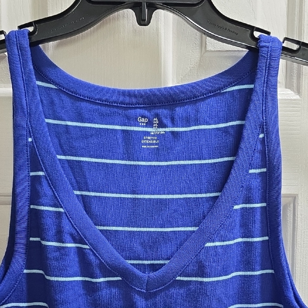 GAP Blue Striped Tank Top Size L - Picture 2 of 5